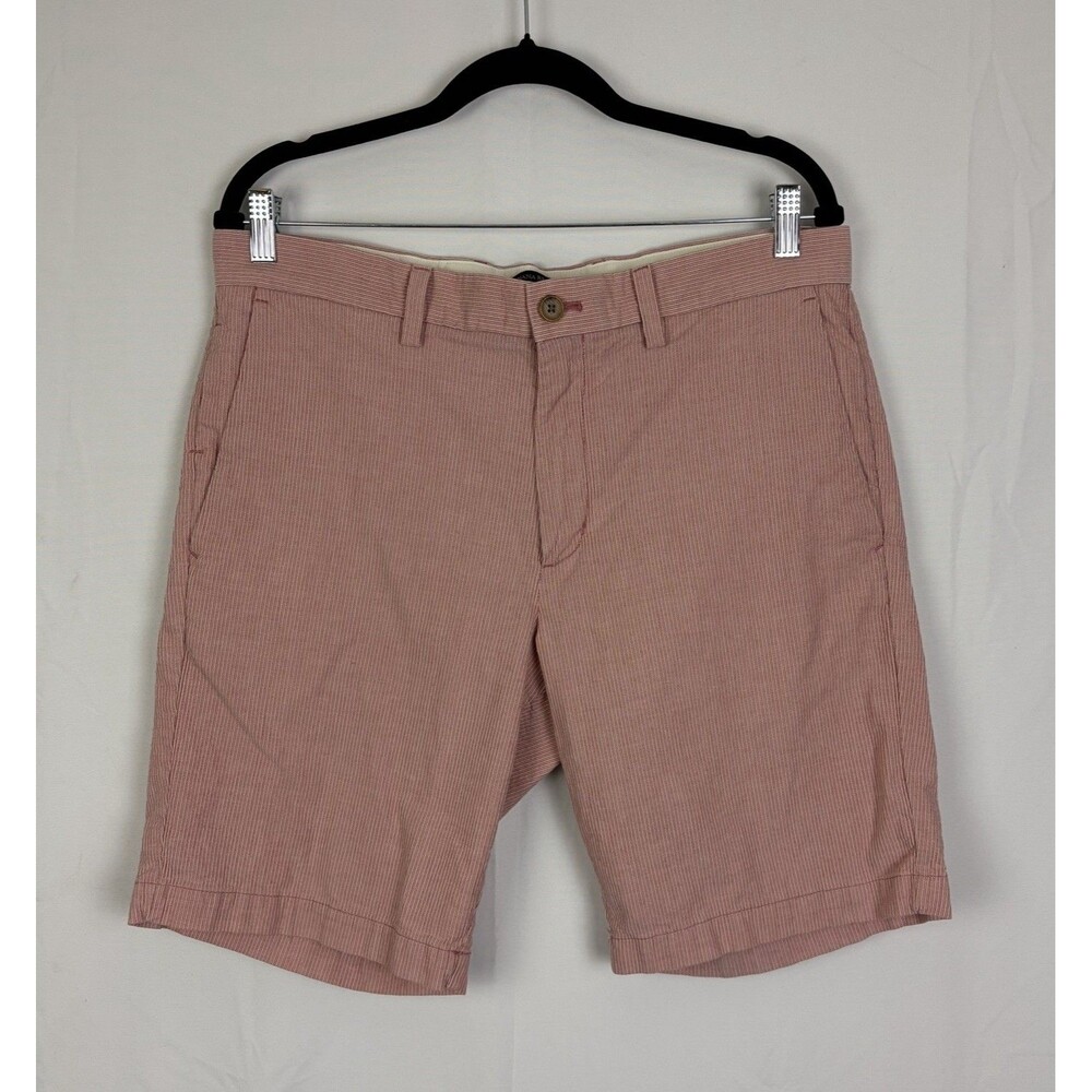 Banana Republic Aiden Shorts Mens 33 Red Stripe Texture 100% Cotton Flat Front